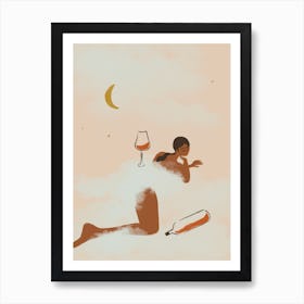 Paradise Woman With A Glass Of Wine Art Print