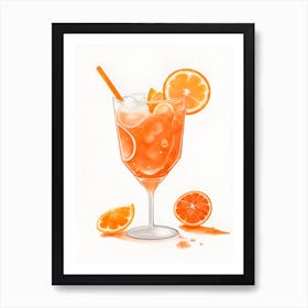 Aperol With Ice And Orange Watercolor Vertical Composition 48 Art Print