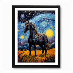 Starry Night Horse Painting Art Print