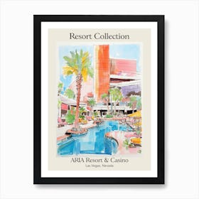 Poster Of Aria Resort Collection & Casino   Las Vegas, Nevada  Resort Collection Storybook Illustration 4 Art Print