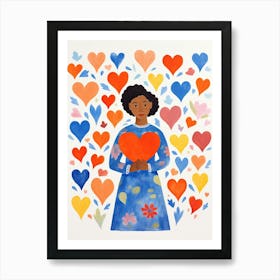 Heart Geometric Cute Portrait Illustration 2 Art Print