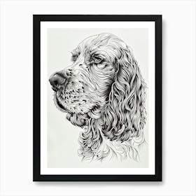 English Cocker Spaniel Dog Line Sketch 1 Art Print