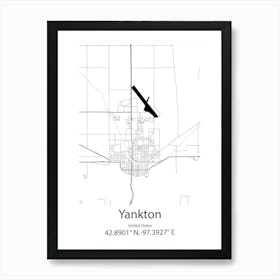 Yankton,United States Minimalist Map Póster