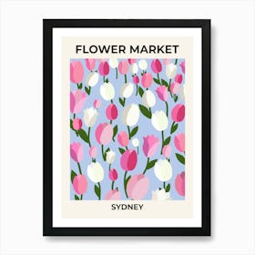 Flower Market Sydney Pink And Blue Tulips Art Print