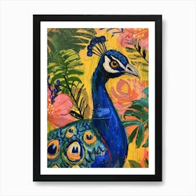 Peacock Paint Portrait  1 Art Print