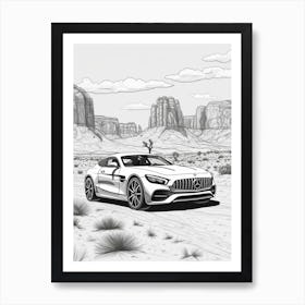 Mercedes Benz Amg Gt Desert Drawing 4 Art Print