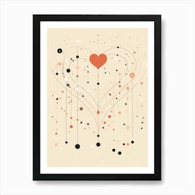 Swirl Beige Black & Copper Zodiac Heart 2 Art Print