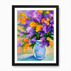 Lavender Floral Abstract Block Colour 2 Flower Art Print