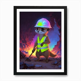 Meerkat In Hard Hat Art Print