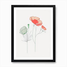 Ranunculus Floral Minimal Line Drawing 3 Flower Art Print