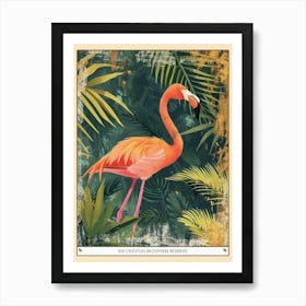 Greater Flamingo Ria Celestun Biosphere Reserve Tropical Illustration 2 Poster Art Print