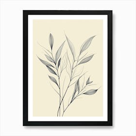 Black And White Drawing Of Leaves Art Print