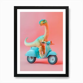 Pastel Toy Dinosaur On A Moped 3 Art Print