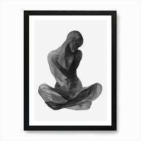 Black Abstract Painting Of Woman Body Art Print