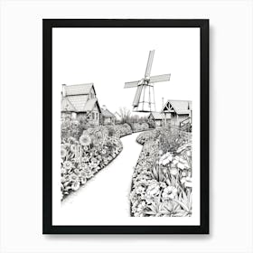 Windmill In The Garden 2 Art Print