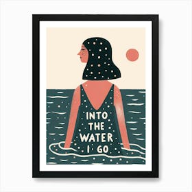 Into The Water I Go, woman & sun portrait  Art Print