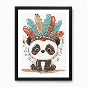 Cute Panda With Feathers Art Print