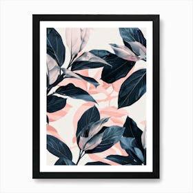 Pink And Black Leaves Wallpaper Art Print