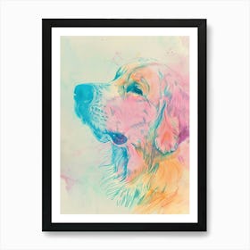 Great Pyrenees Dog Pastel Line Watercolour Illustration  2 Art Print