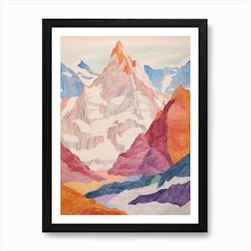 Makalu Nepal 1 Colourful Mountain Illustration Art Print