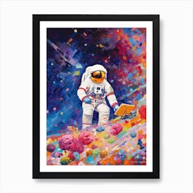 Astronaut And Colourful Bricks 3 Art Print