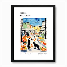 The Food Market In Stockholm 3 Illustration Poster Art Print