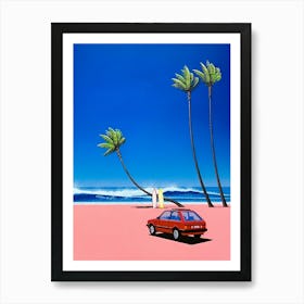 Hiroshi Nagai - Vaporwave Aesthetic Red Car Art Print