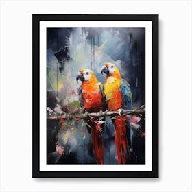 Parrots Abstract Expressionism 2 Art Print