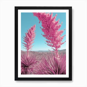 Pink Yucca Cactus Plants In Joshua Tree Art Print