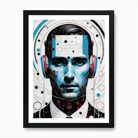 Man With Headphones 13 Art Print