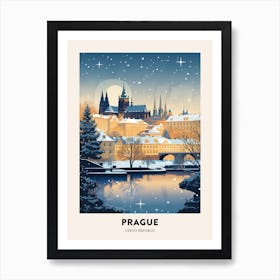 Winter Night  Travel Poster Prague Czech Republic 2 Art Print
