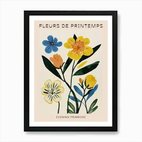 Spring Floral French Poster  Evening Primrose 1 Art Print