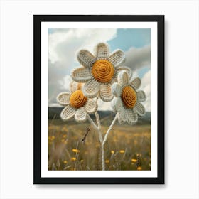 Double Daisy Knitted In Crochet 3 Art Print