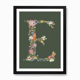 E Olive Alphabet Letter Art Print