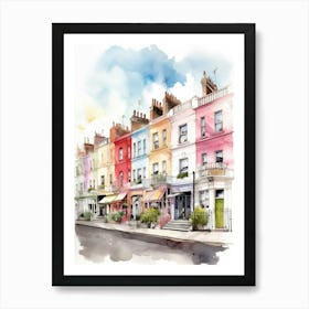 Notting Hill London Neighborhood, Watercolour 4 Art Print
