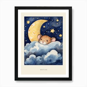 Baby Mouse 1 Sleeping In The Clouds Nursery Poster Art Print