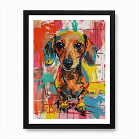 Dachshund Acrylic Painting 5 Art Print