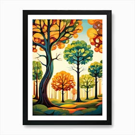 Colorful Trees In The Forest Art Print