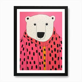 Pink Polka Dot Polar Bear 2 Art Print