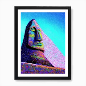 Easter Island Chile Pointillism Style Tropical Destination Art Print