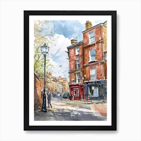 Kensington And Chelsea London Borough   Street Watercolour 6 Art Print