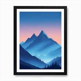 Misty Mountains Vertical Composition In Blue Tone 42 Art Print