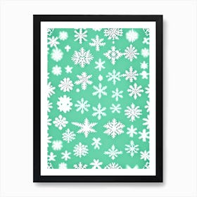 Irregular Snowflakes, Snowflakes, Kids Illustration 2 Art Print