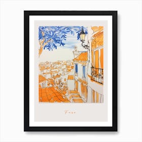 Faro Portugal Orange Drawing Poster Art Print