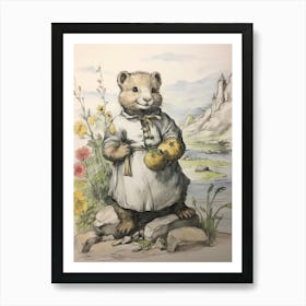 Storybook Animal Watercolour Otter 2 Art Print