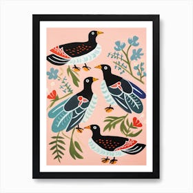 Folk Style Bird Painting Seagull 5 Art Print