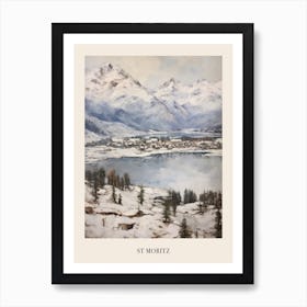 Vintage Winter Painting Poster St Moritz Switzerland 3 Art Print