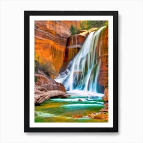 Calf Creek Waterfall, United States Nat Viga Style Art Print