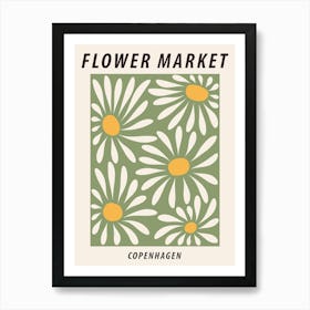 Flower Market Copenhagen, Chamomile, Daisy art Art Print