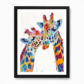 Giraffe & Calf Modern Illustration 1 Art Print